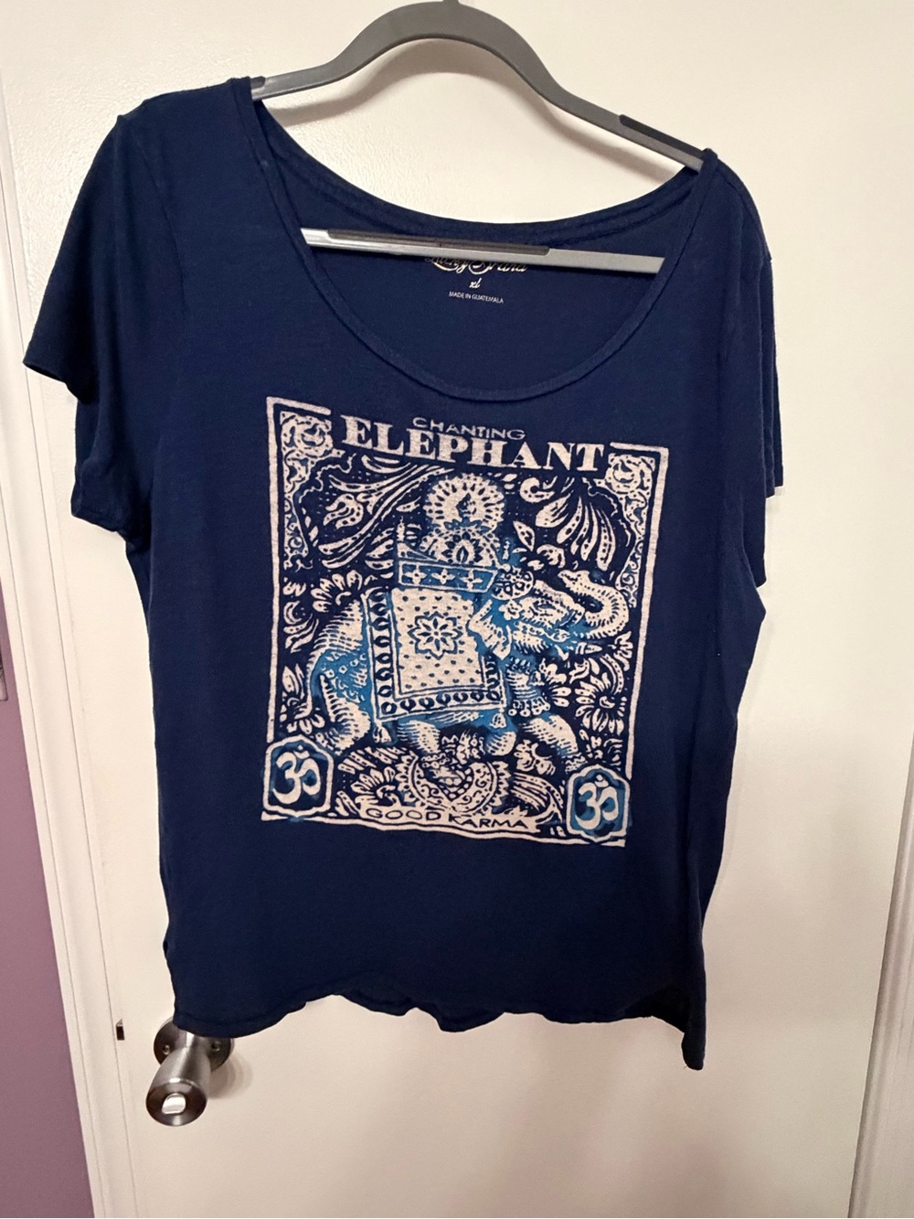 Lucky Brand Navy Scoop Neck Elephant Graphic Tee